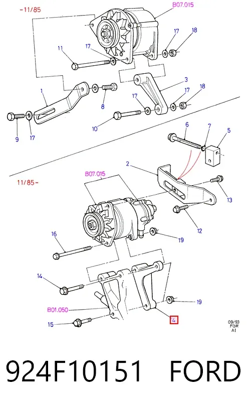 Soporte del alternador 924F10151 Ford