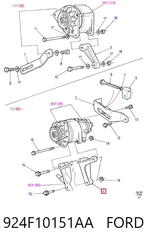 Soporte del alternador 924F10151AA Ford