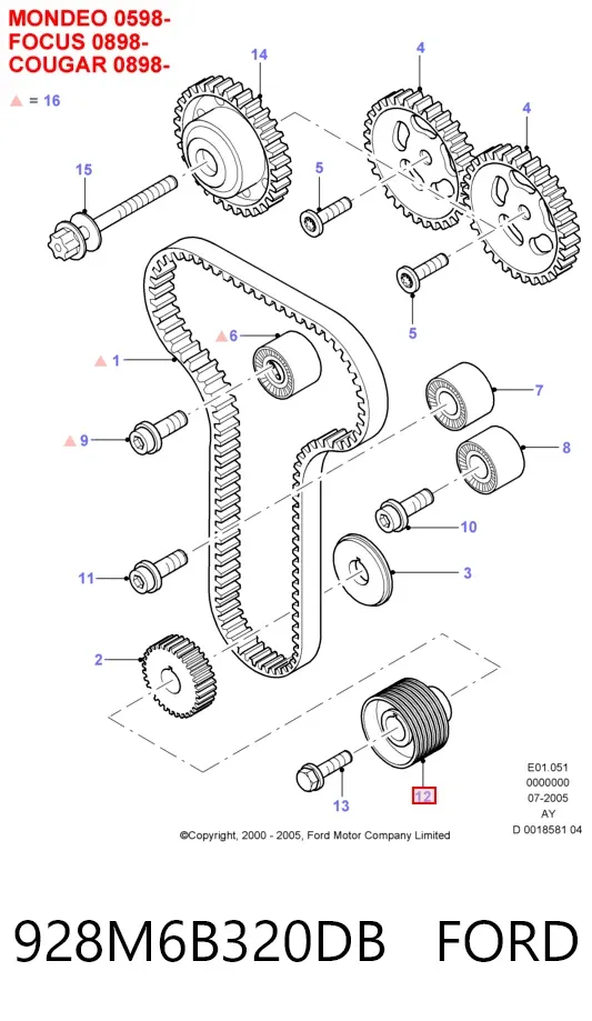 Polea de cigüeñal 928M6B320DB Ford