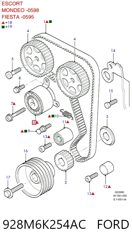 Tensor correa distribución 928M6K254AC Ford