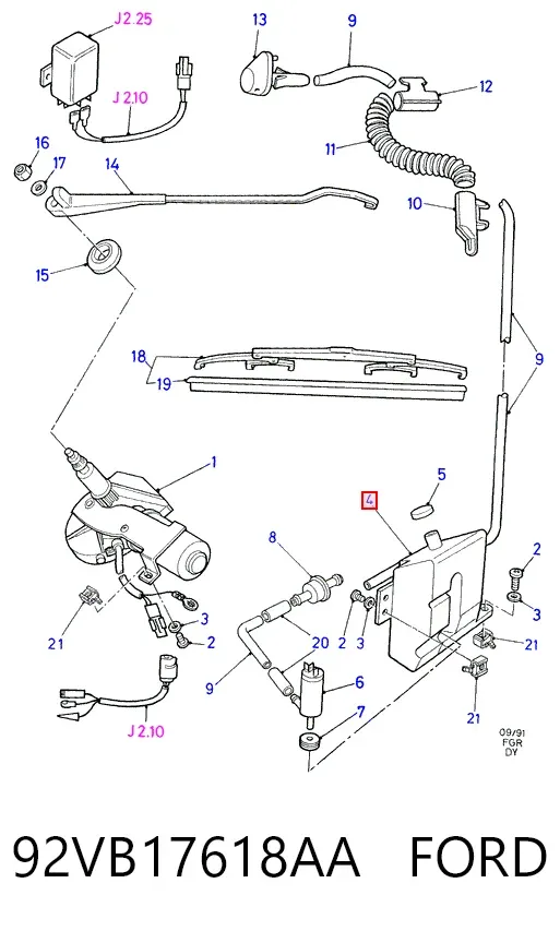Depósito del lavaparabrisas trasero 92VB17618AA Ford