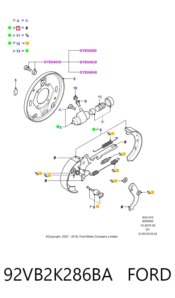 Kit de reparación del mecanismo de ajuste automático de zapatas de freno 92VB2K286BA Ford