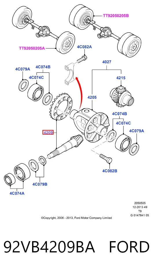 Corona y piñón del diferencial trasero 92VB4209BA Ford