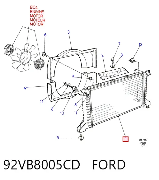 Radiador 92VB8005CD Ford