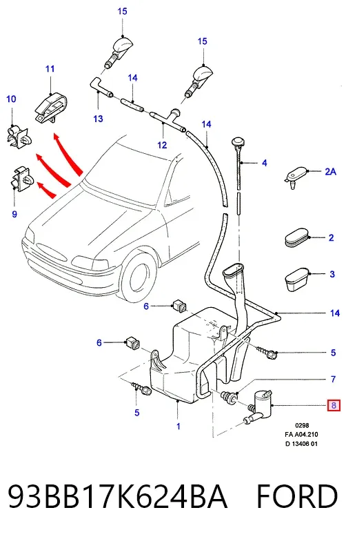 Bomba-motor de limpiaparabrisas delantero/trasero 93BB17K624BA Ford