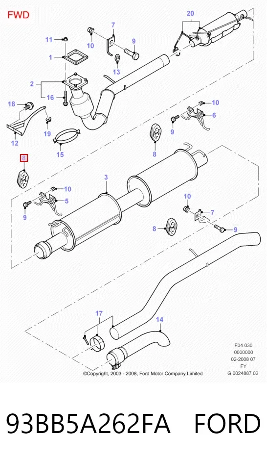 Soporte escape 93BB5A262FA Ford