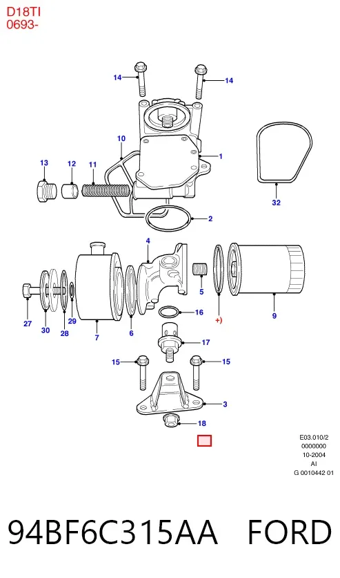 Sensor de cigüeñal 94BF6C315AA Ford