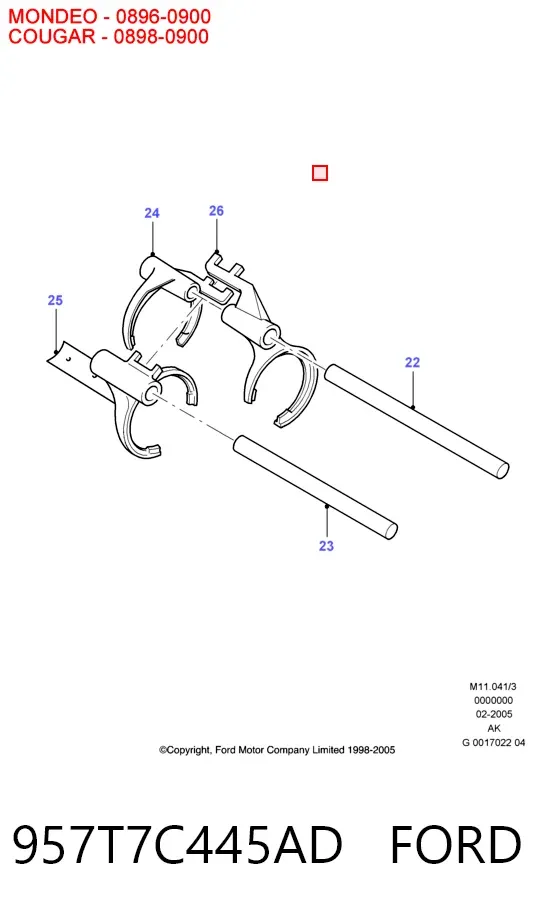 Casquillo palanca cambio 957T7C445AD Ford