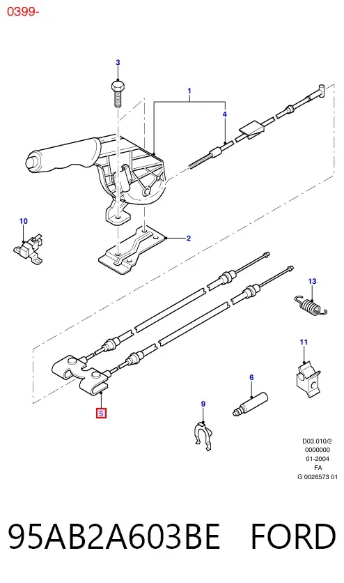 Cable de freno de mano trasero derecho/izquierdo 95AB2A603BE Ford