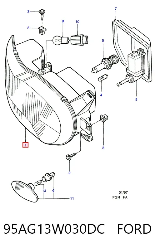 Faro izquierdo 95AG13W030DC Ford