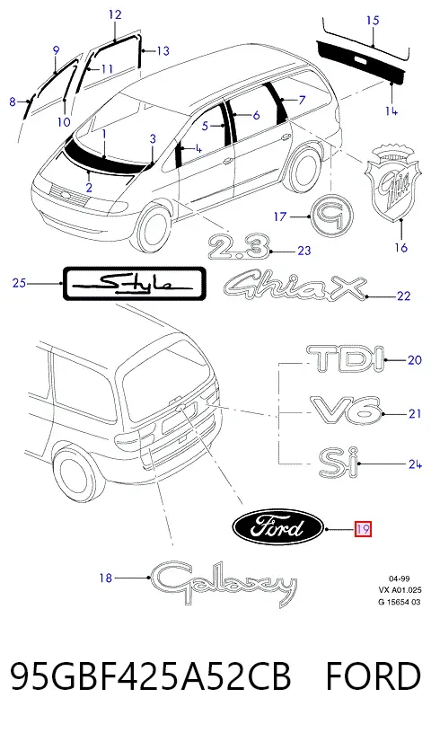 Emblema 95GBF425A52CB Ford