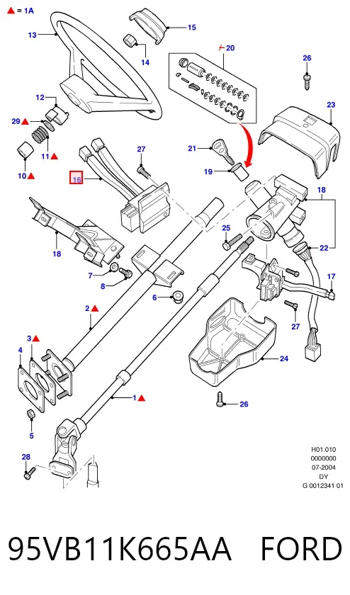 Conmutador derecho de la columna de dirección 95VB11K665AA Ford