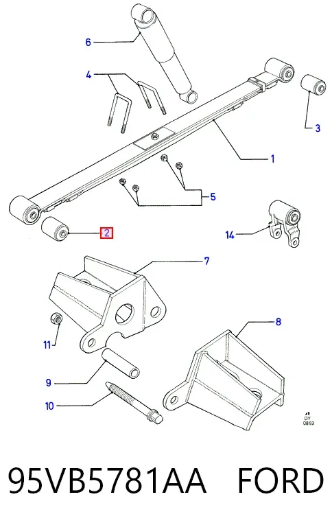 Silentblock delantero de ballesta trasera 95VB5781AA Ford