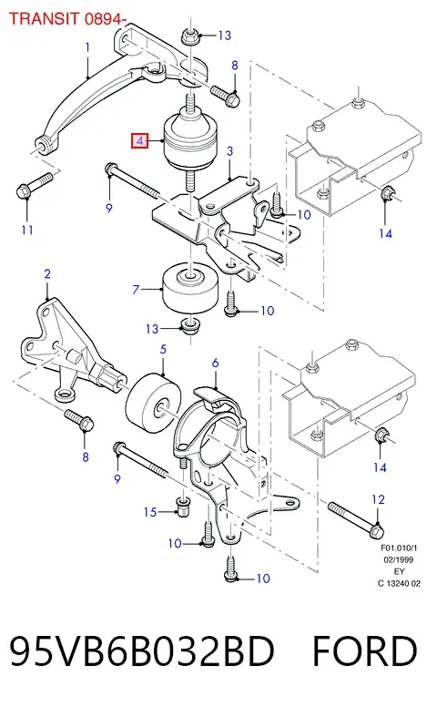 Soporte izquierdo del motor 95VB6B032BD Ford
