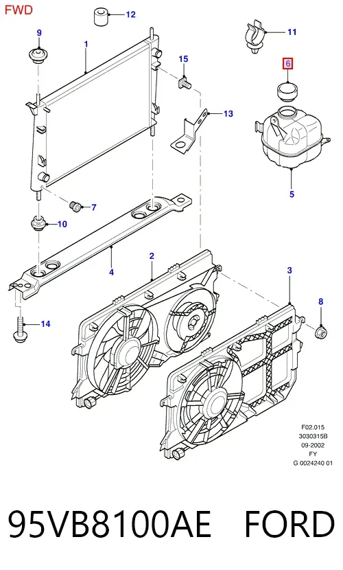 Tapón depósito de refrigerante 95VB8100AE Ford