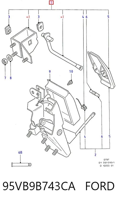 Pedal del acelerador 95VB9B743CA Ford