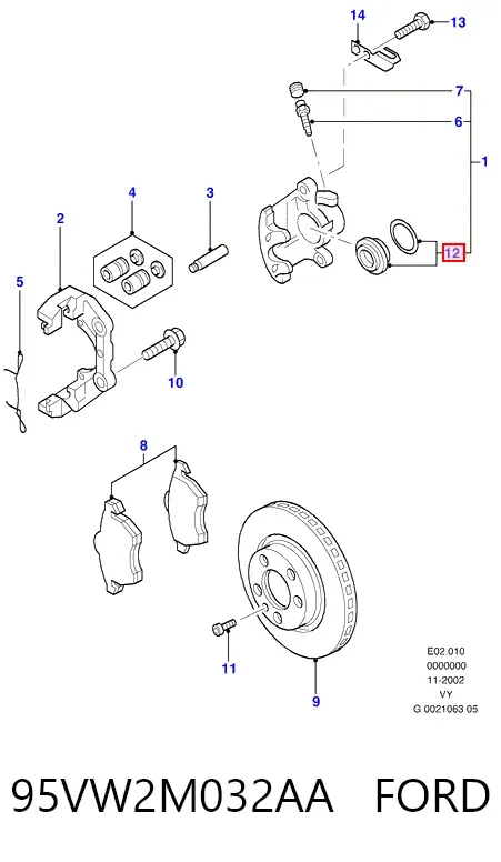 Kit de reparación de pinzas de freno 95VW2M032AA Ford