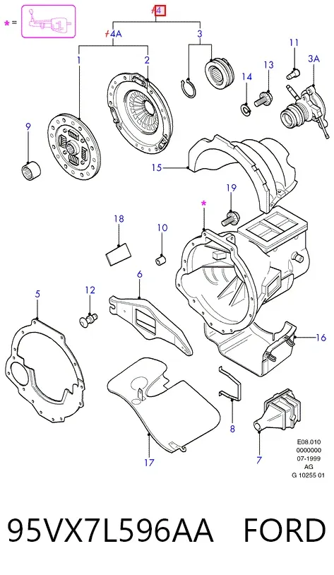 Embrague 95VX7L596AA Ford