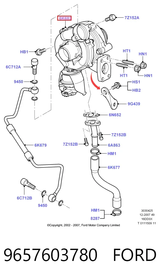 Turbocompresor 9657603780 Ford