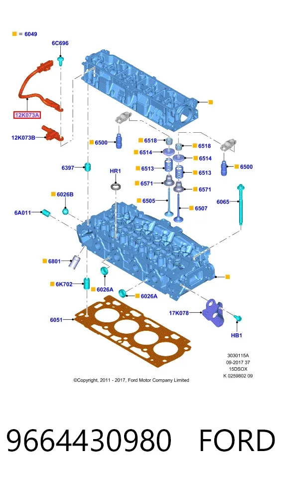Sensor de árbol de levas 9664430980 Ford