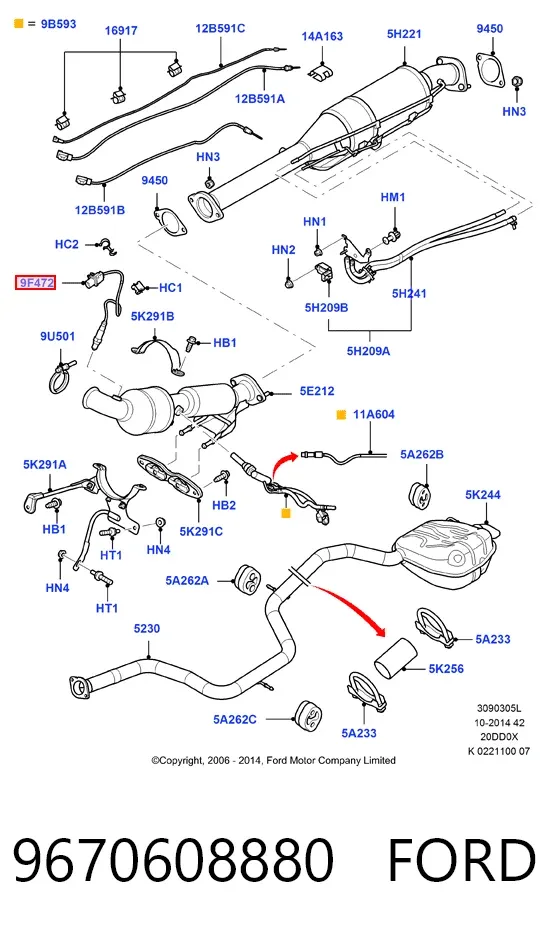 Sonda lambda 9670608880 Ford
