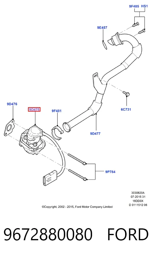 Válvula EGR 9672880080 Ford