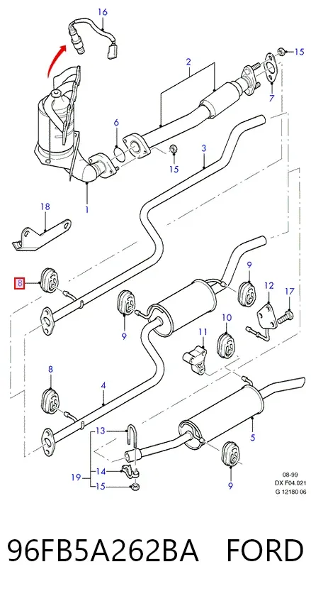 Soporte escape 96FB5A262BA Ford
