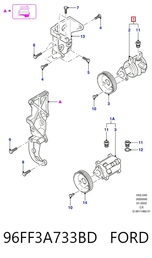 Bomba de dirección 96FF3A733BD Ford