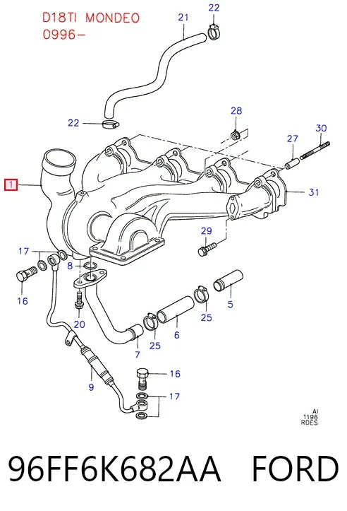 Turbocompresor 96FF6K682AA Ford