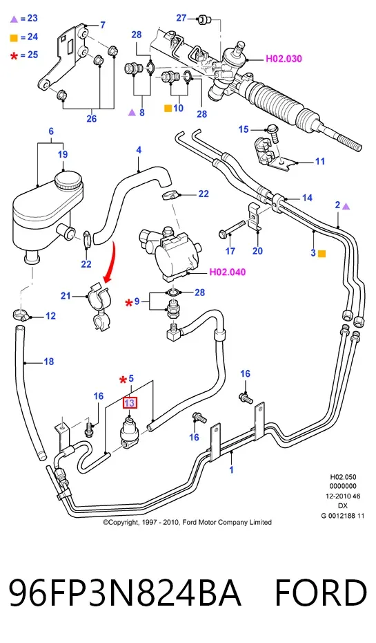 Sensor de la bomba de dirección asistida 96FP3N824BA Ford