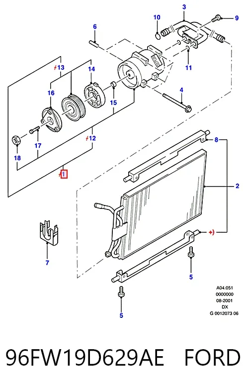Compresor de aire acondicionado 96FW19D629AE Ford