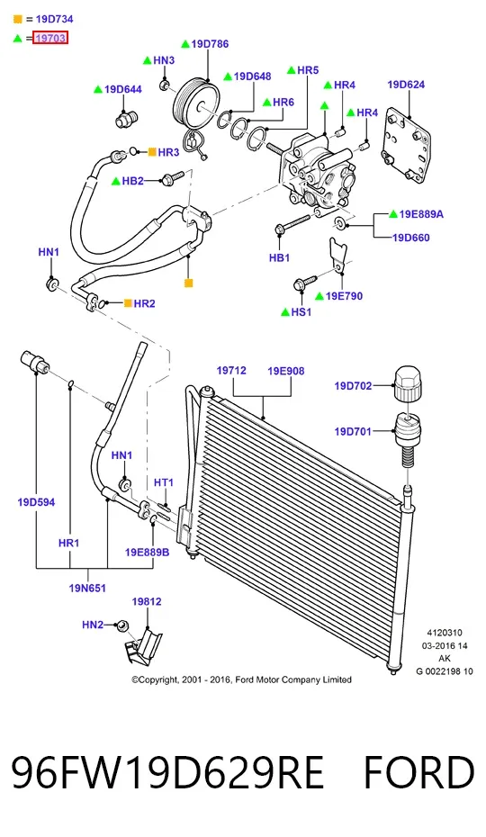Compresor de aire acondicionado 96FW19D629RE Ford