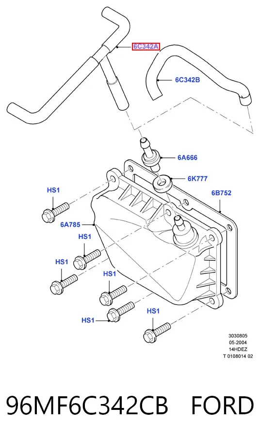 Tubo de ventilación del cárter 96MF6C342CB Ford