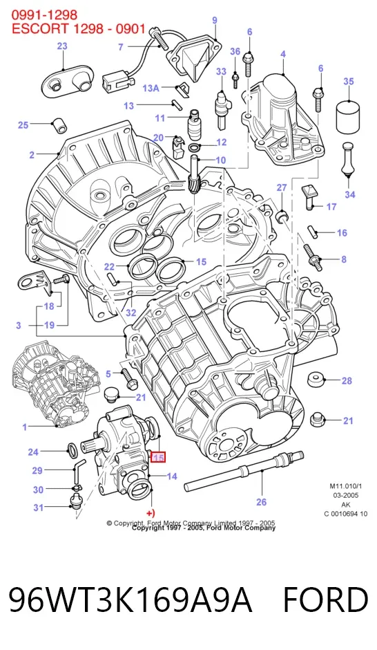 Retén del semieje delantero 96WT3K169A9A Ford