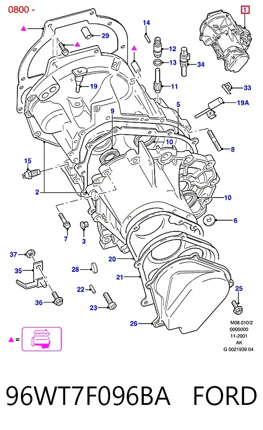 Caja de cambios 96WT7F096BA Ford