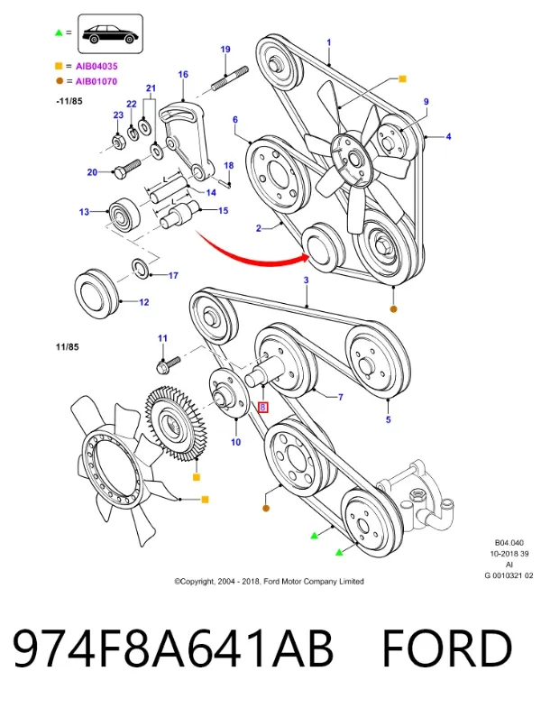 Soporte del acoplamiento viscoso del sistema de refrigeración 974F8A641AB Ford