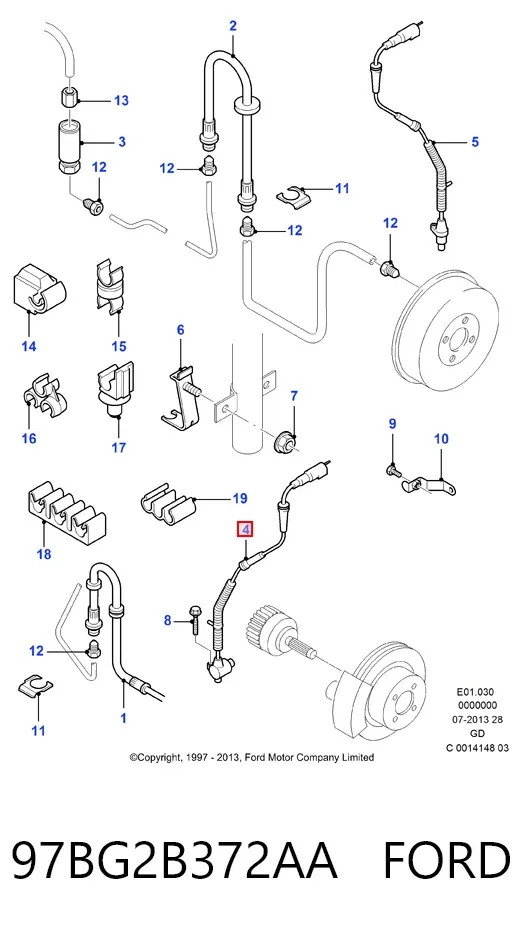 Sensor ABS 97BG2B372AA Ford