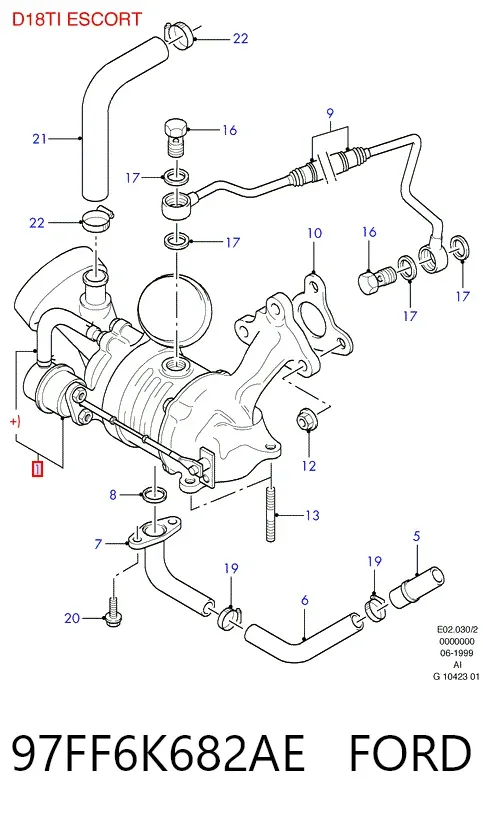 Turbocompresor 97FF6K682AE Ford