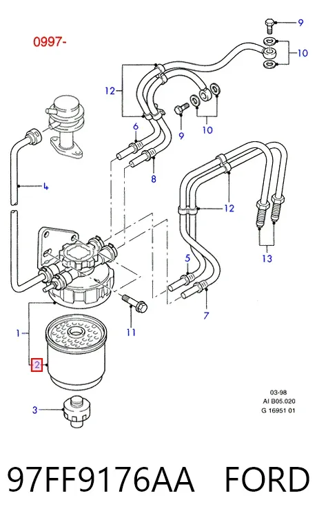 Filtro de combustible 97FF9176AA Ford