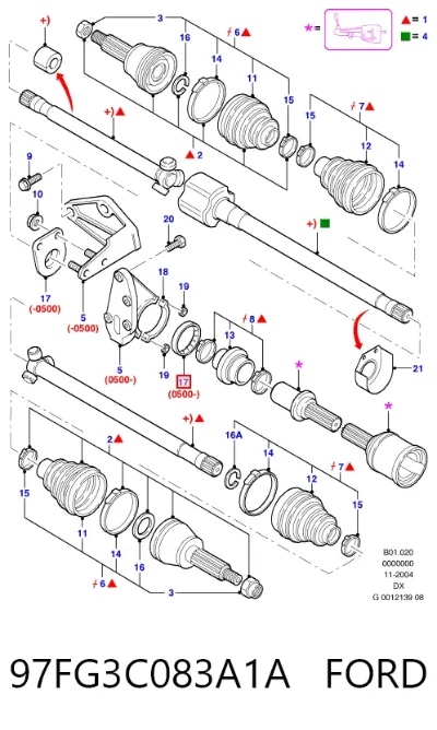 Cojinete del semieje delantero FORD 97FG3C083A1A