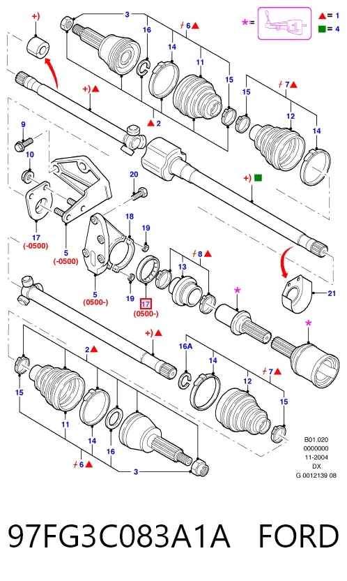 Cojinete del semieje delantero 97FG3C083A1A Ford