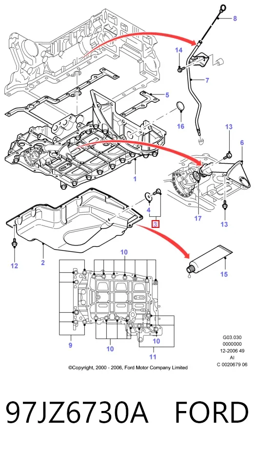 Tapón del cárter de aceite 97JZ6730A Ford