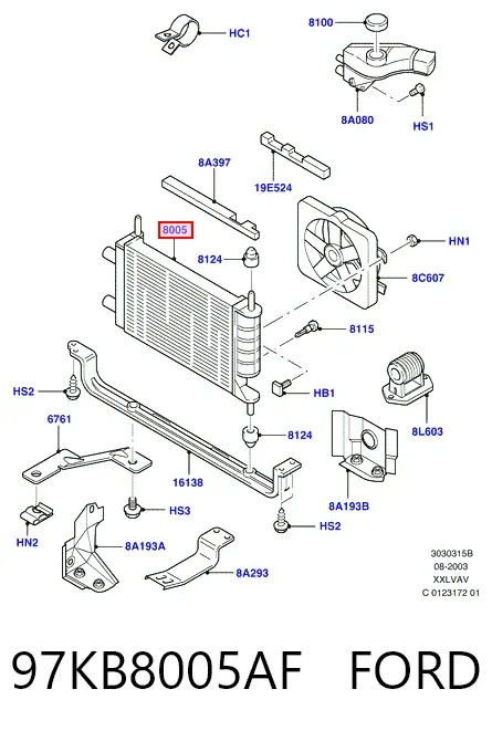 Radiador 97KB8005AF Ford