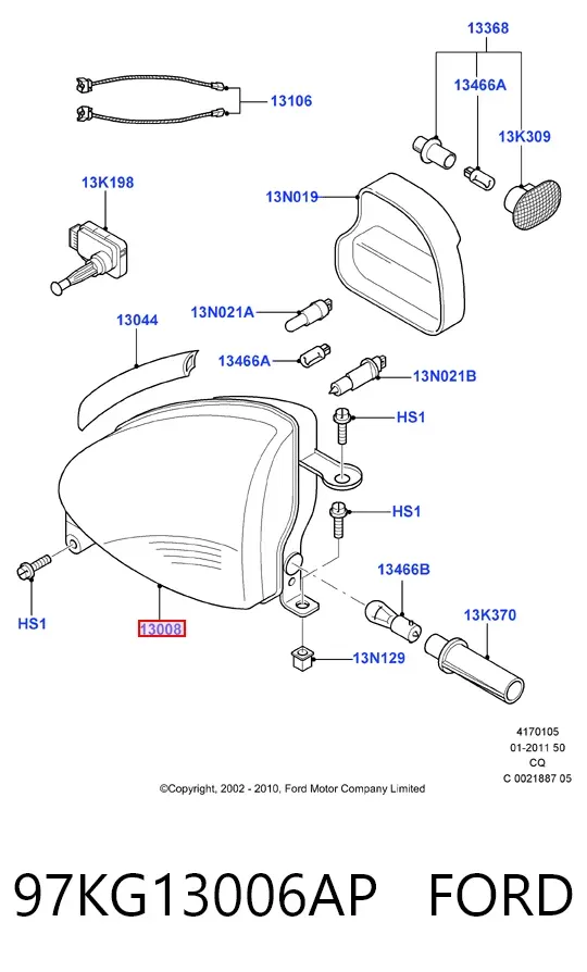 Faro izquierdo 97KG13006AP Ford