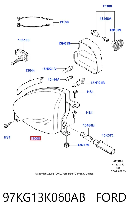 Faro derecho 97KG13K060AB Ford