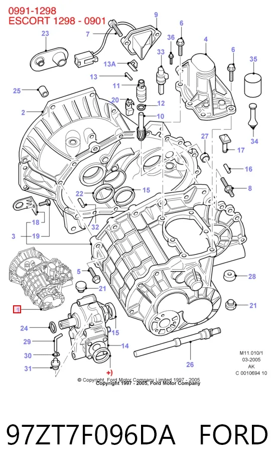Caja de cambios 97ZT7F096DA Ford