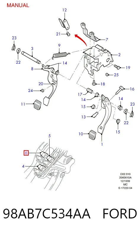 Interruptor de embrague 98AB7C534AA Ford
