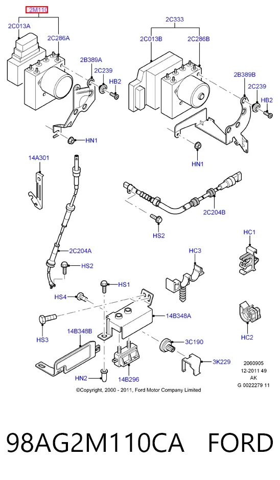 Módulo ABS 98AG2M110CA Ford