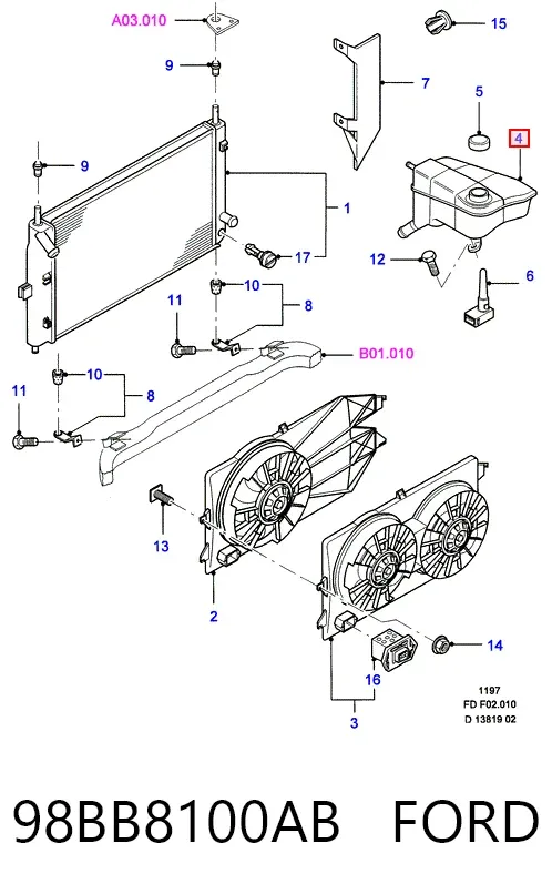 Tapón depósito de refrigerante 98BB8100AB Ford