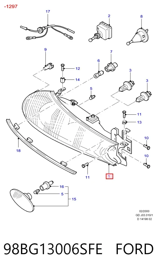 Faro izquierdo 98BG13006SFE Ford
